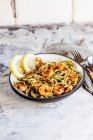 Seafood salad with shrimps, mussels and shrimp. selective focus — Stock Photo