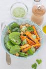 Chickpea salad sweet potatoes and spinach — Stock Photo