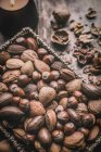 Sammlung ganzer gemischter Nüsse — Stockfoto