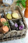 Various types of potato in a basket — Stock Photo