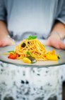 Pasta with grilled vegetables — Stock Photo