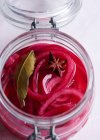 Quick pickled redonions close-up view — Stock Photo
