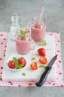 Strawberry and coconut smoothies — Stock Photo