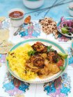 Chicken tikka with rice (India) — стокове фото