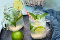 Lime and sage infused water with ice — Stock Photo