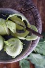 Fresh kohlrabi, partly peeled — Stock Photo