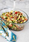 Red beans salad with corn, cucumber, tomatoes — Stock Photo