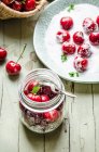 Ingredients for cherry compote — Stock Photo