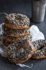 Freshly baked bagel with healthy seeds on the top — Stock Photo
