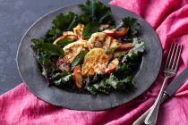 Grünkohlsalat mit Huhn und Apfel — Stockfoto