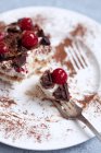 Tiramisu with cherries and chocolate — Stock Photo
