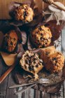 Chocolate chip muffins close-up view — Stock Photo