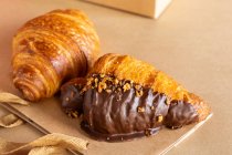 Dark chocolate and butter croissants — Stock Photo