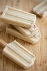 Vegan banana ice cream with almond milk and nuts — Stock Photo