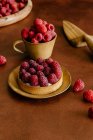 Himbeer-Pudding-Sahne-Torte — Stockfoto