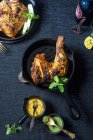 Grilled chicken with vegetables and herbs — Stock Photo