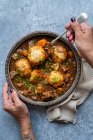 Slow cooker beef stew with dumplings — Stock Photo