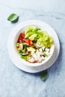Mixed salad with tomatoes, avocado, lettuce, feta and herbs — Stock Photo