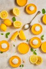 Tartelettes avec caillé de citron et meringues — Photo de stock