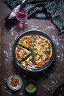 Chicken tikka pizza with whole wheat flour — Stock Photo