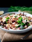 Schinken, Fenchel und Quinoa-Salat auf Klette — Stockfoto