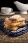 Homemade biscuits with icing sugar to be served with coffee — Stock Photo