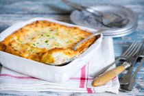 Ham and potatoes baked souffle with ham — Stock Photo