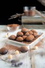 Шоколадний пралін з фундуком та какао — стокове фото