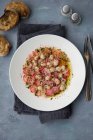 Rettichsalat mit weißen Bohnen, rotem Quinoa und Grünkohlpuder — Stockfoto