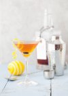 Wodka Martini mit Rosinen, Zimt, Apfel und Zitrone — Stockfoto