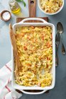 Lobster mac and cheese overhead view — Stock Photo