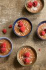 Close-up shot of delicious Vegan chocolate mousse with raspberries — Stock Photo