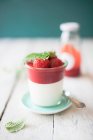 Joghurtcreme mit Ziegenkäse und Erdbeeren — Stockfoto