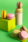 Colorful French macarons in modern style — Stock Photo