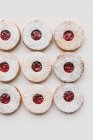 Strawberry Jam Linzer Biscuits — Stock Photo