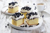 Yoghurt-vanilla cake with cream and blueberries — Stock Photo
