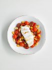 Merluzzo e chorizo pepe pentola — Foto stock