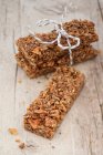 Muesli bars with dried Buffalo worms, walnuts, almonds, sesame seeds and sunflower seeds — Stock Photo