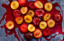 Fried plums close-up view — Stock Photo