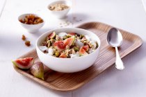 Muesli with figs close-up view — Stock Photo