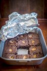 Brownies avec vue rapprochée sur Peanutbutter — Photo de stock
