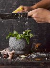 Pesto de albahaca fresca con parmesano - foto de stock