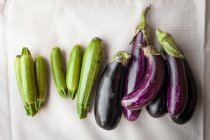 Mini courgettes and aubergines close-up view — Stock Photo