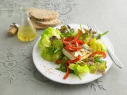 Листя салату з запеченою фетою та перцем — стокове фото