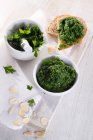 Parsley with almond spread — Stock Photo