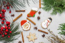 Christmas cookies on wooden table — Stock Photo