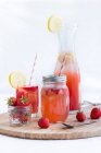 Summer strawberry and melon lemonade — Stock Photo