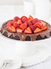 Vegan flourless chocolate tart with poppy seeds and chocolate — Stock Photo