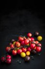 Цветные помидоры из виноградной лозы на тарелке — стоковое фото