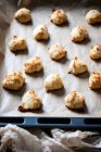 Macaron vegani al cocco su una teglia da forno — Foto stock